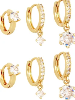 Bijou Brigitte Creolen|Ohrringe Gold>Creolen-Set - Crystal Charms gold