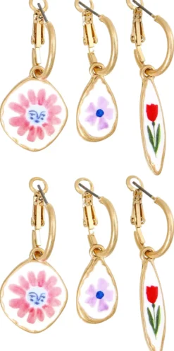 Bijou Brigitte Creolen|Ohrringe Gold>Creolen-Set - Flower Dreams gold, mehrfarbig