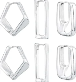 Bijou Brigitte Creolen>Creolen-Set - Geometric Huggies silber