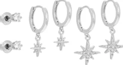 Bijou Brigitte Creolen>Creolen-Set - Gleaming Stars silber