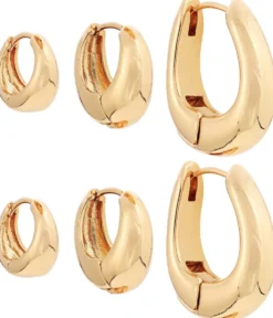 Bijou Brigitte Creolen|Chunky Hoops>Creolen-Set - en Shine gold