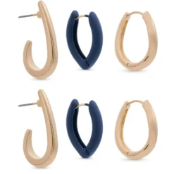 Bijou Brigitte Creolen|Ohrringe Gold>Creolen-Set - Hoop Trio schwarz, gold