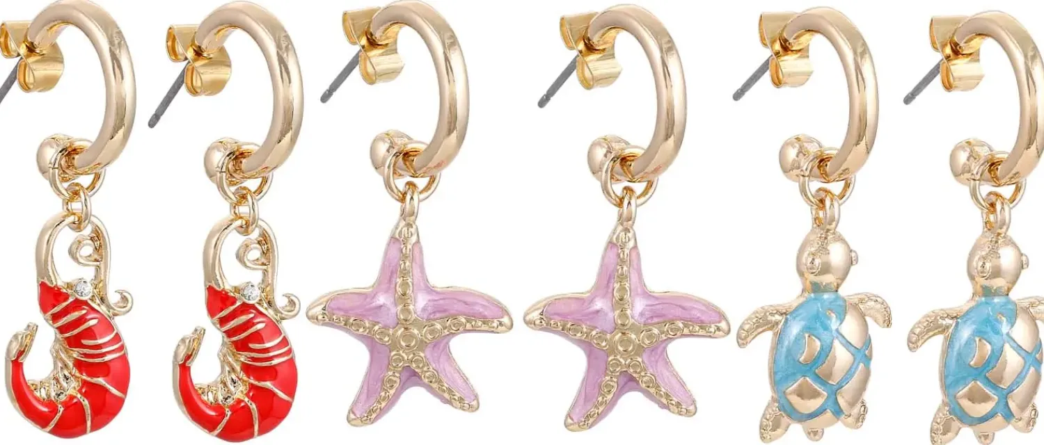 Bijou Brigitte Creolen|Ohrringe Gold>Creolen-Set - Ocean Trio gold, mehrfarbig