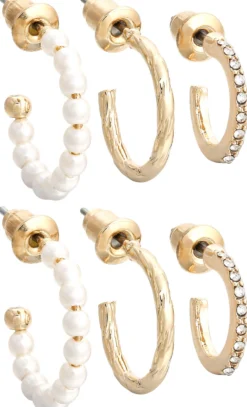 Bijou Brigitte Perlenschmuck|Creolen>Creolen-Set - Shiny Pearls gold, weiß