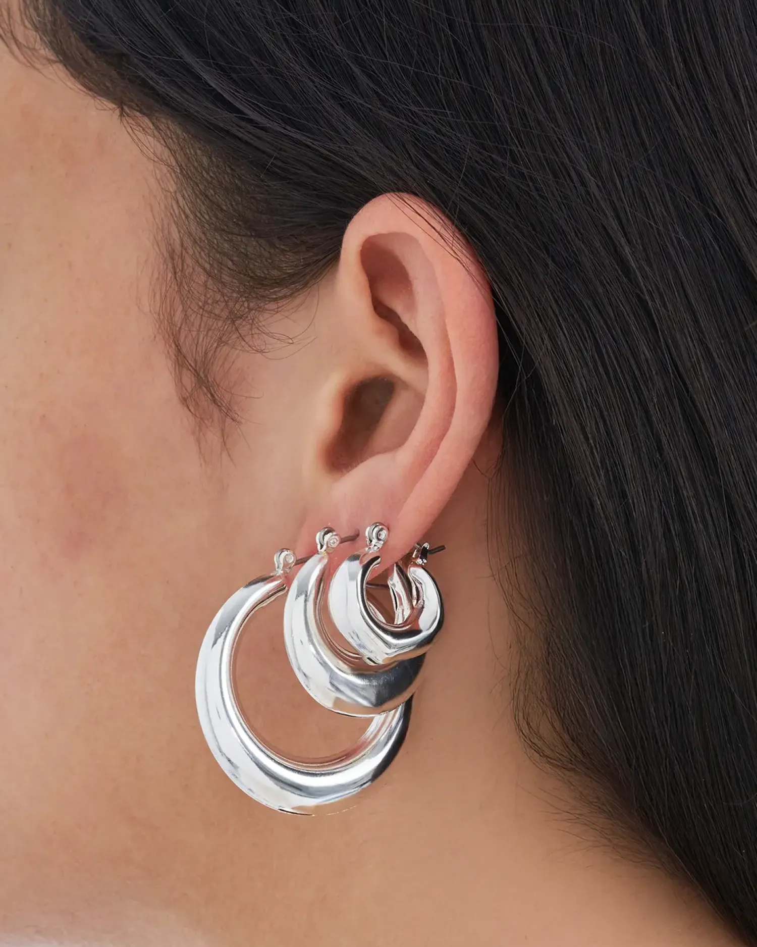 Bijou Brigitte Creolen|Chunky Hoops>Creolen-Set - Silver Trio silber