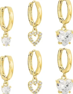 Bijou Brigitte Creolen|Ohrringe Gold>Creolen-Set - Sparkling Hearts gold
