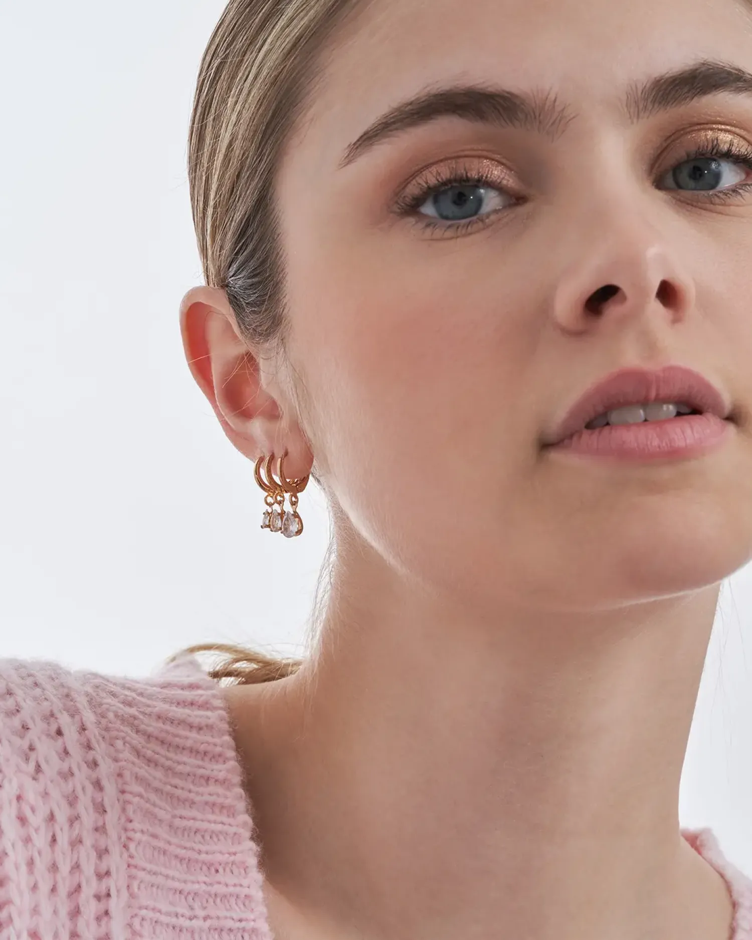 Bijou Brigitte Creolen|Ohrringe Gold>Creolen-Set - Sparkling Trio gold