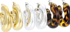 Bijou Brigitte Creolen|Ohrringe Gold>Creolen-Set - Statement Trio gold, silber, braun