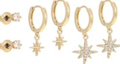 Bijou Brigitte Creolen|Ohrringe Gold>Creolen-Set - Wonderful Stars gold