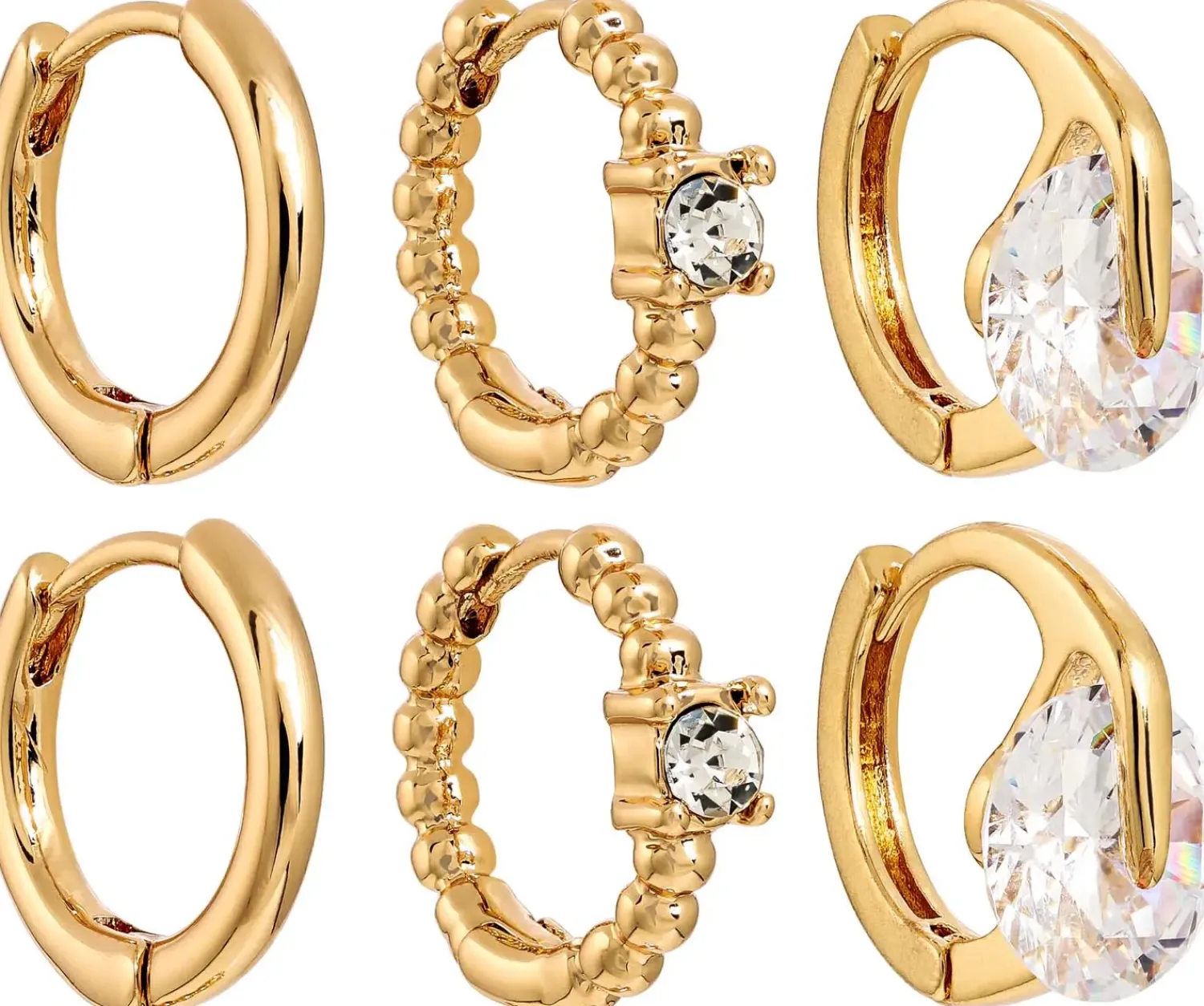 Bijou Brigitte Creolen|Ohrringe Gold>Creolen-Set - Zirkonia Bling gold