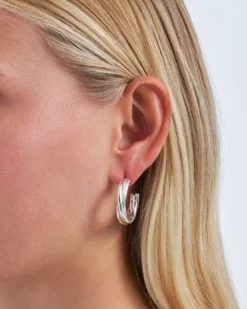 Bijou Brigitte Creolen|Chunky Hoops>Creolen - Twisted Silver silber