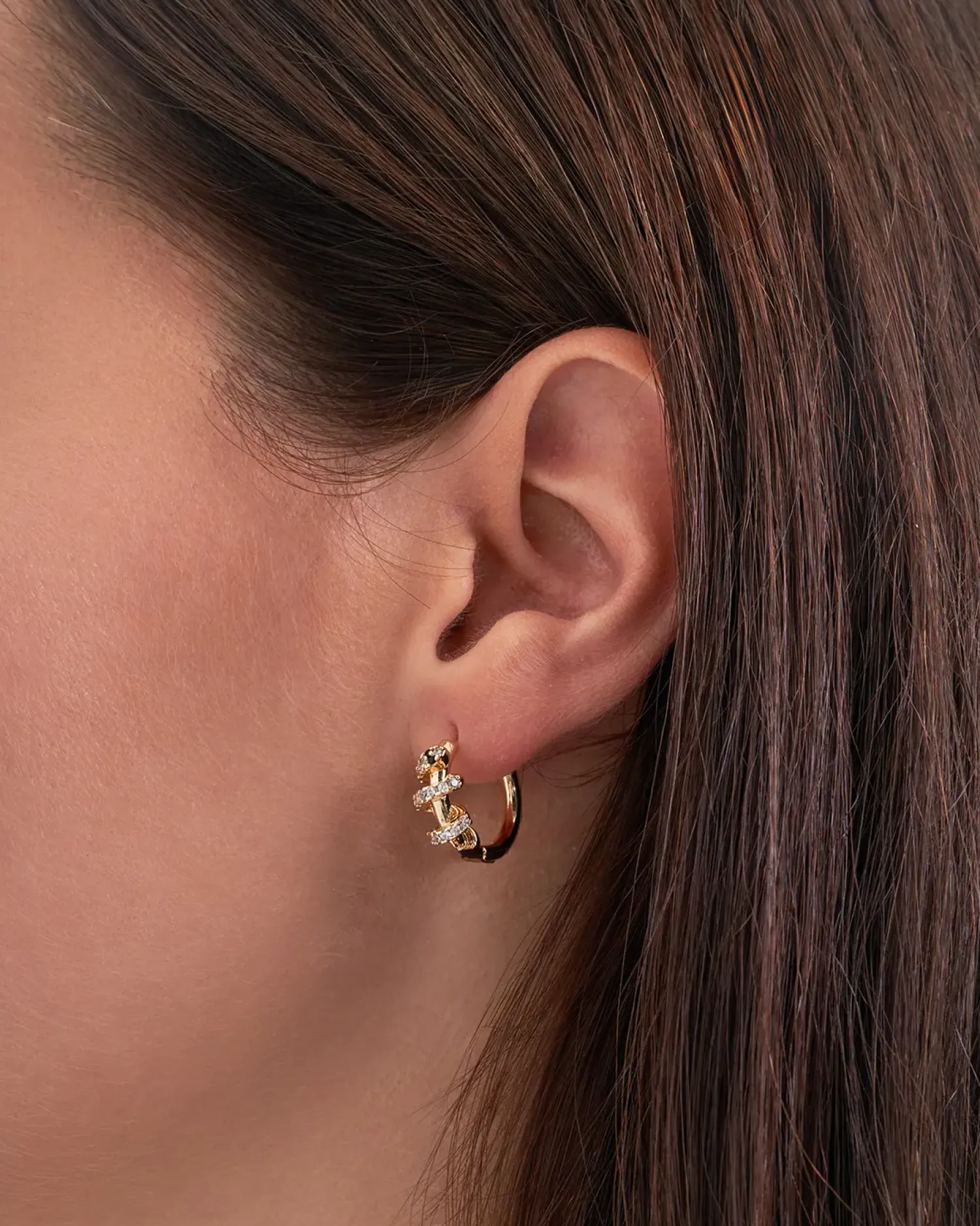 Bijou Brigitte Creolen|Ohrringe Gold>Creolen - Zirconia Twirl gold