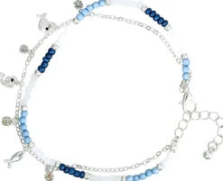 Bijou Brigitte Fußkettchen|Maritimer Schmuck>Fußkettchen - Blue Beads blau, silber