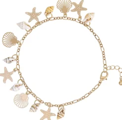 Bijou Brigitte Fußkettchen|Muschelschmuck>Fußkettchen - Real Shells beige, gold