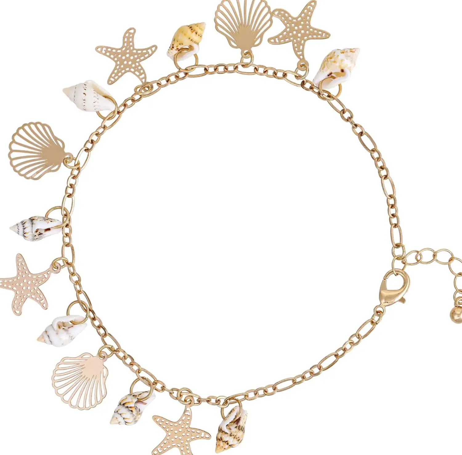 Bijou Brigitte Fußkettchen|Muschelschmuck>Fußkettchen - Real Shells beige, gold