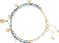 Bijou Brigitte Muschelschmuck|Fußkettchen>Fußkettchen-Set - Shell Pendants gold, blau