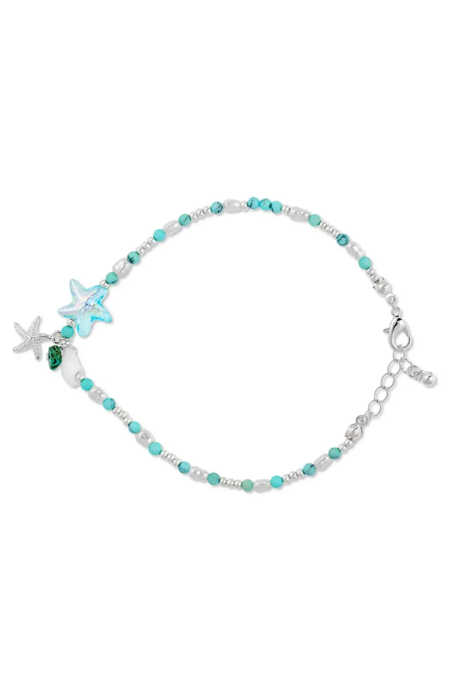 Bijou Brigitte Fußkettchen|Muschelschmuck>Fußkettchen - Summer Turqouise türkis, silber