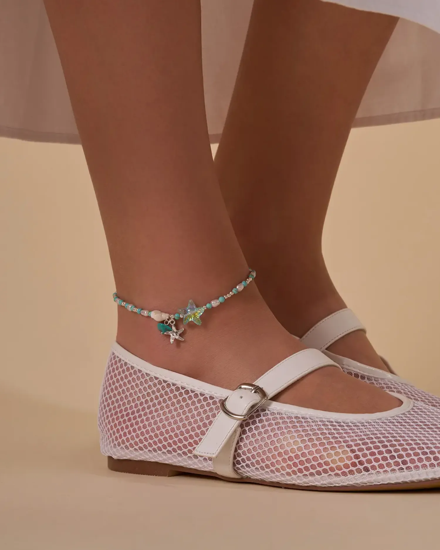 Bijou Brigitte Fußkettchen|Muschelschmuck>Fußkettchen - Summer Turqouise türkis, silber