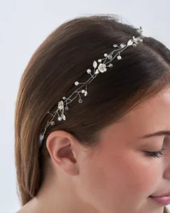 Bijou Brigitte Brauthaarschmuck|Brauthaarschmuck>Haarband - Silver Flowers silber