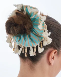 Bijou Brigitte Scrunchies|Muschelschmuck>Haargummi - Boho Style türkis
