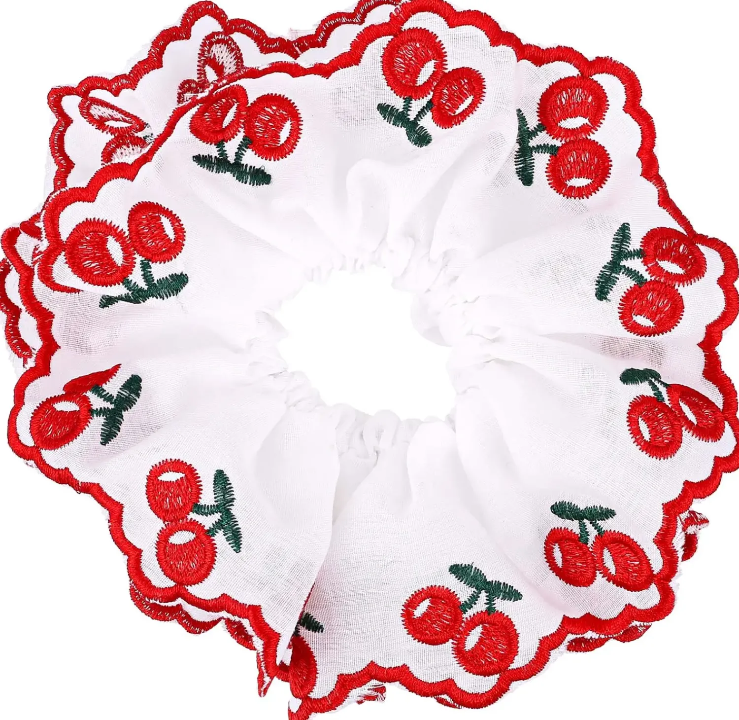 Bijou Brigitte Scrunchies>Haargummi - Lovely Cherry weiß, rot