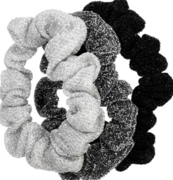 Bijou Brigitte Scrunchies>Haargummi-Set - Glittery Essentials schwarz, grau