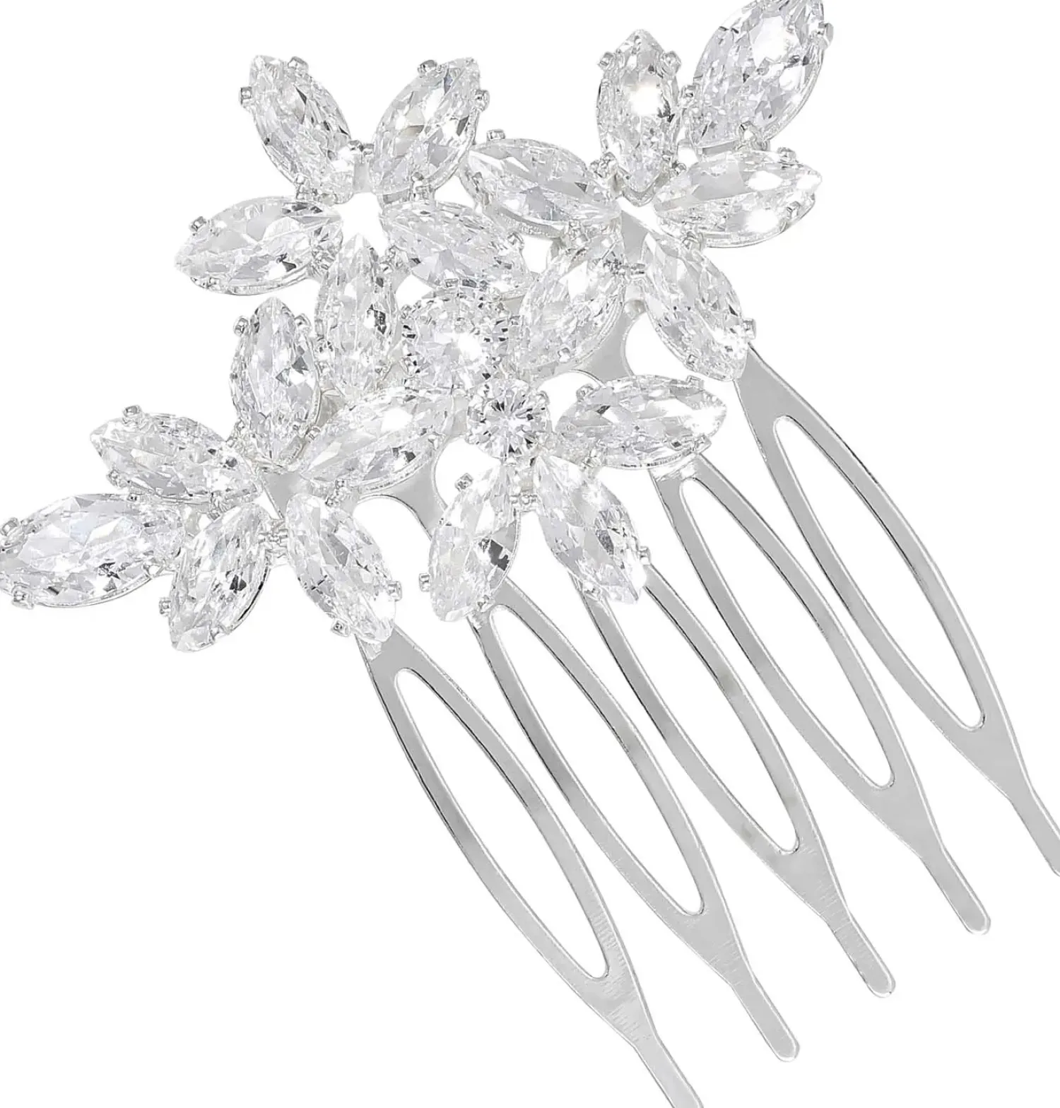 Bijou Brigitte Brauthaarschmuck|Brauthaarschmuck>Haarkamm - Floral Zirconia silber