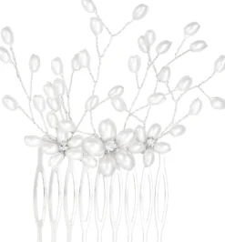 Bijou Brigitte Brautschmuck>Haarkamm - Magic Bloom weiß, silber