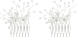 Bijou Brigitte Brautschmuck>Haarkamm-Set - Pretty White weiß