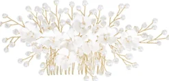 Bijou Brigitte Perlenschmuck|Brauthaarschmuck>Haarkamm - Shiny Blossom weiß