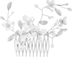 Bijou Brigitte Brauthaarschmuck|Brauthaarschmuck>Haarkamm - White Blossom weiß, silber