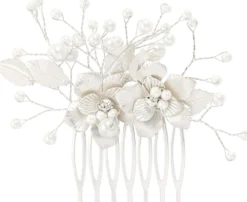 Bijou Brigitte Perlenschmuck|Brauthaarschmuck>Haarkamm - White Pearls weiß, silber