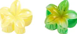 Bijou Brigitte Haarklammern>Haarklammer-Set - Glossy Flowers grün, gelb