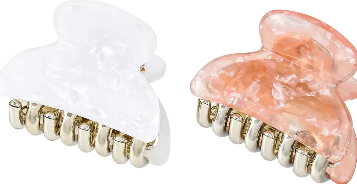 Bijou Brigitte Haarklammern>Haarklammer-Set - Magnificent Marble rosa, weiß