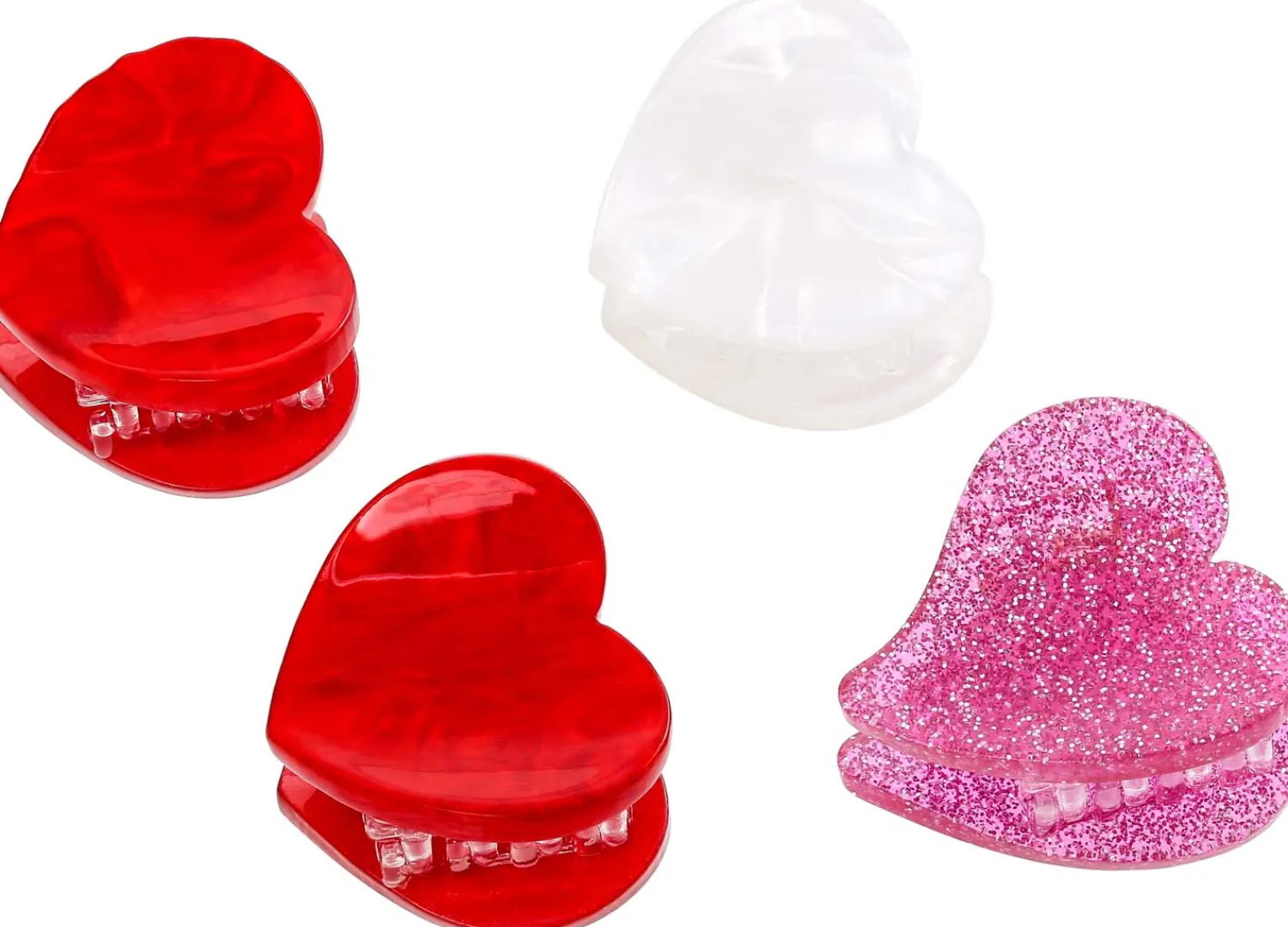 Bijou Brigitte Haarklammern>Haarklammer-Set - Mini Hearts weiß, rot, pink