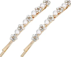 Bijou Brigitte Perlenschmuck|Brauthaarschmuck>Haarnadel-Set - Shiny Flowers gold, weiß