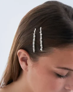 Bijou Brigitte Perlenschmuck|Brauthaarschmuck>Haarnadel-Set - Silver Rhinestones weiß, silber