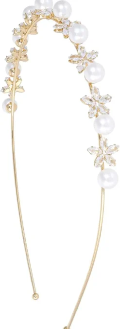Bijou Brigitte Perlenschmuck|Brauthaarschmuck>Haarreif - Zirconia Flowers gold, weiß