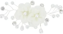 Bijou Brigitte Brauthaarschmuck|Haarspangen>Haarspange - Shimmering Flowers weiß, silber