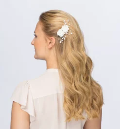 Bijou Brigitte Brauthaarschmuck|Haarspangen>Haarspange - Shimmering Flowers weiß, silber