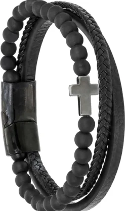 Bijou Brigitte Herrenarmbänder>Herren Armband - Black Cross schwarz
