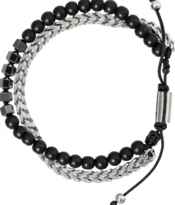 Bijou Brigitte Edelsteinarmbänder|Herrenarmbänder>Herren Armband - Black Haematite schwarz, silber