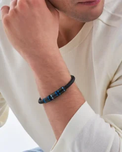 Bijou Brigitte Herrenarmbänder>Herren Armband - Blue Details schwarz