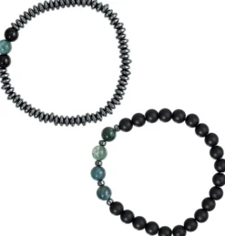 Bijou Brigitte Edelsteinarmbänder|Herrenarmbänder>Herren Armband-Set - Agate Gems schwarz