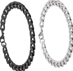 Bijou Brigitte Herrenarmbänder|Wasserfester Schmuck>Herren Armband-Set - Chunky Chains schwarz, silber
