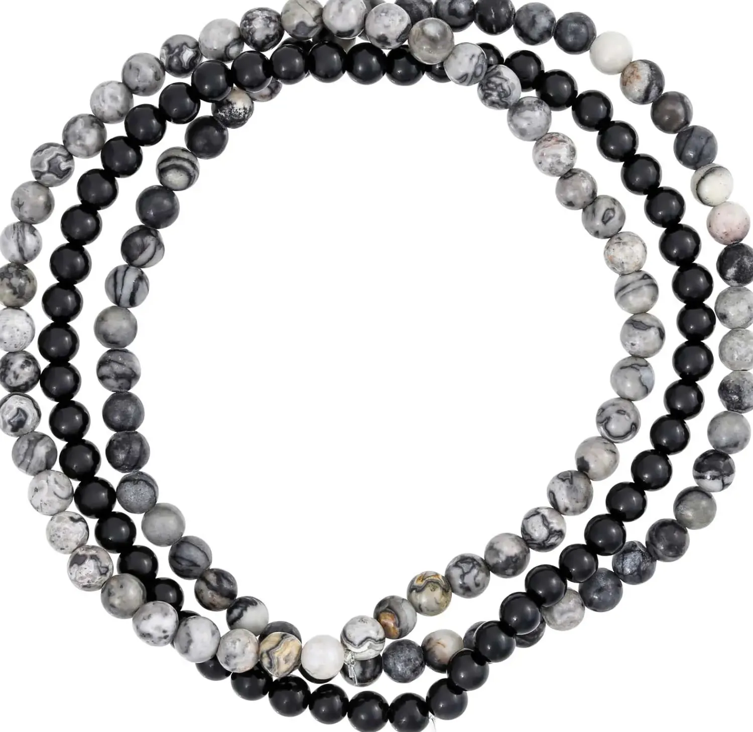 Bijou Brigitte Edelsteinarmbänder|Herrenarmbänder>Herren Armband-Set - Grey Agate schwarz, grau