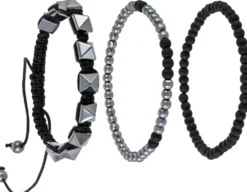 Bijou Brigitte Edelsteinarmbänder|Herrenarmbänder>Herren Armband-Set - HematiteTrio schwarz, grau