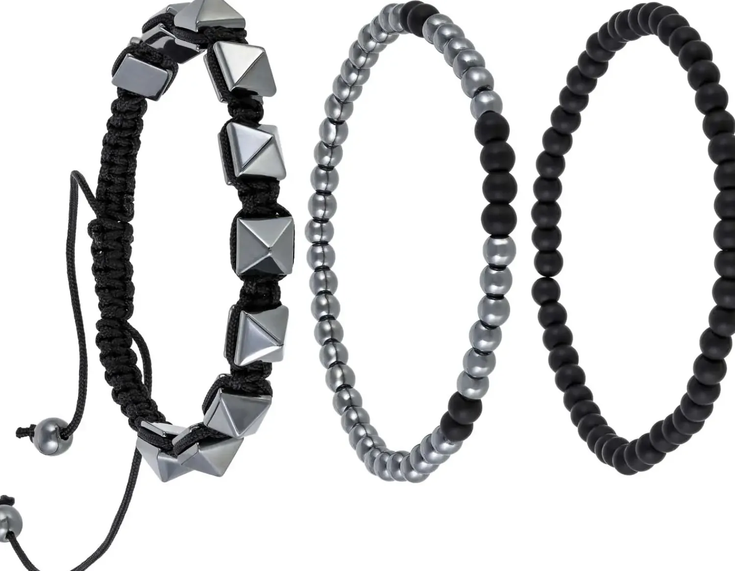 Bijou Brigitte Edelsteinarmbänder|Herrenarmbänder>Herren Armband-Set - HematiteTrio schwarz, grau