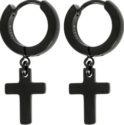 Bijou Brigitte Creolen|Herrenohrringe>Herren Creolen - Black Cross schwarz