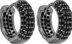 Bijou Brigitte Creolen|Herrenohrringe>Herren Creolen - Black Strass schwarz